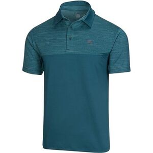 Three Sixty Six Teal Heathered Two-Tone Golf Polo Shirt, Size L